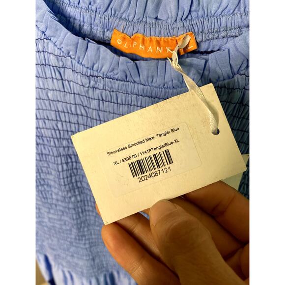 Oliphant Tuckernuck Tangier Blue Sleeveless Smocked Maxi Dress size XL - Picture 3 of 6